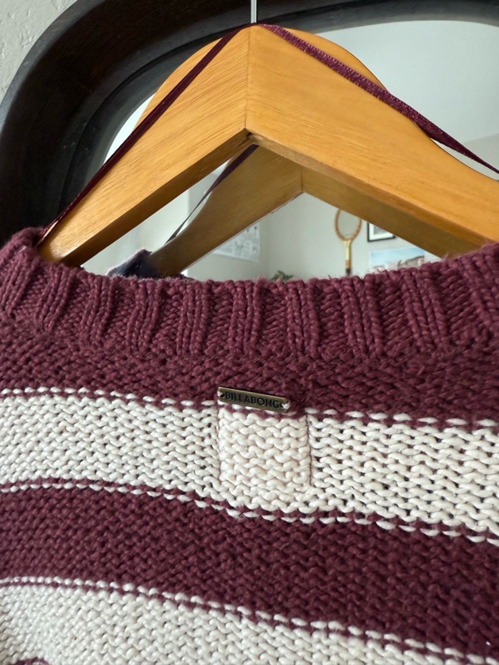 Billabong Striped Cropped Knobby Knit Sweater Size Large - Picture 4 of 6